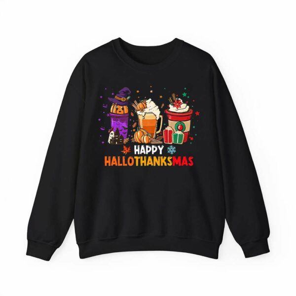 Coffee Costume Halloween Thanksgiving Christmas Happy Hallothanksmas Simple Sweatshirt