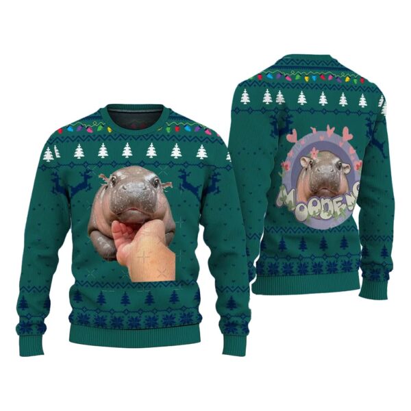 Moo Deng Bouncy Pig Baby Hippo Ugly Sweater