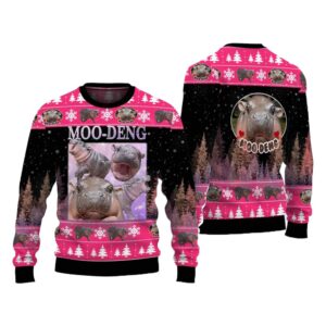 Moo Deng Bouncy Pig Ugly Christmas Sweater