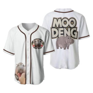 Moo Deng Bouncy Pig in Thai Picture The Cute Baby Hippo Baseball Jersey