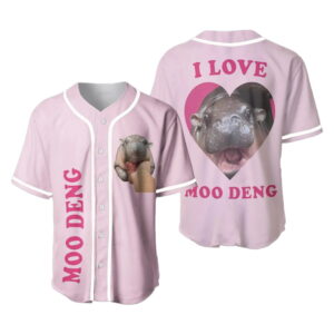 Moo Deng Cute Baby Hippo Baseball Jersey