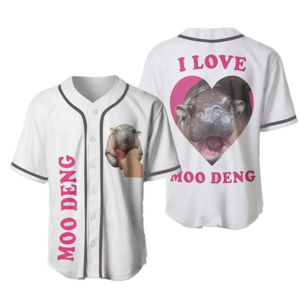 Moo Deng Cute Baby Hippo Baseball Jersey 2