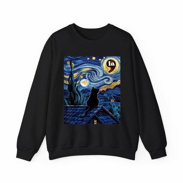 Retro Cat LA Starry Night Print T Shirt 2