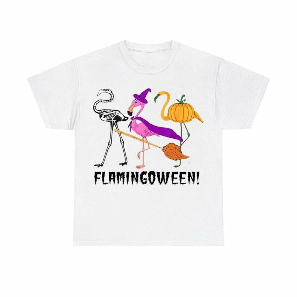 Women's Funny Flamingoween Halloween Casual V-Neck Shirt