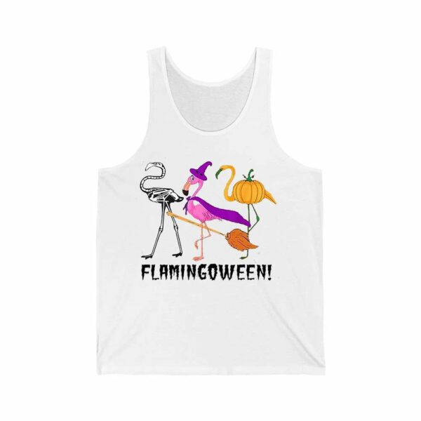 Womens Funny Flamingoween Halloween Casual V Neck Shirt 2