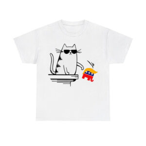 Cool Cat Knock Over Trump Elephant Hair 2024 Harris Walz Shirt