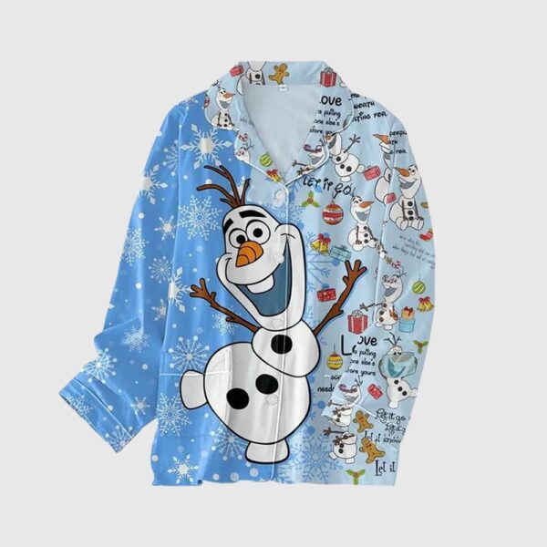 Let It Go Blue Snowman Christmas Pajamas Set 2