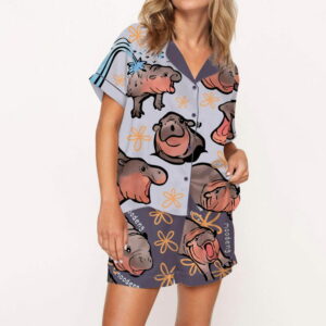 Moo Deng Baby Satin Pajama Set