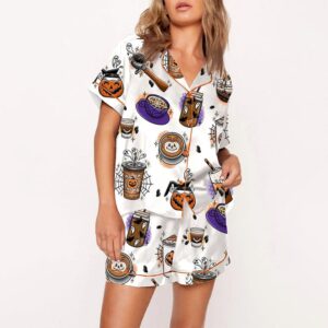 Women's Halloween Coffee Designs Pajama Set