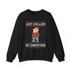 Chill Guy Meme Just Chilling On Christmas Sweatshirt