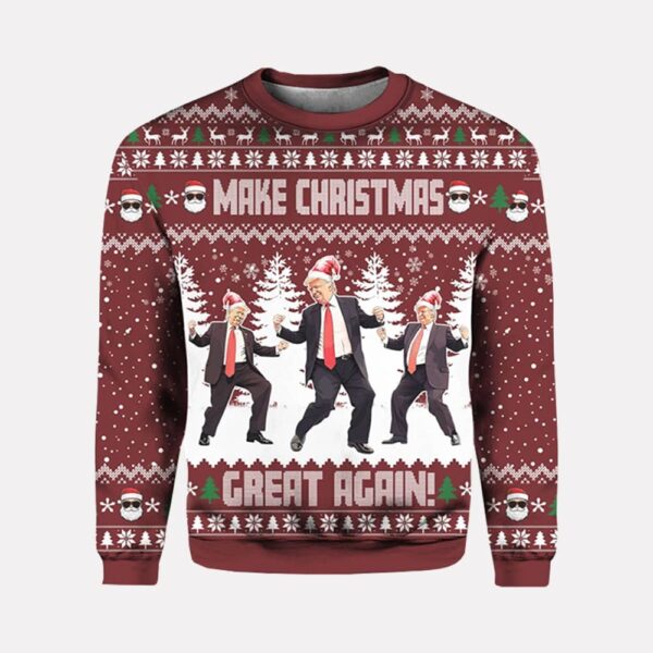 Funny Trump Dancing Make Christmas Great Again Ugly Sweater 2