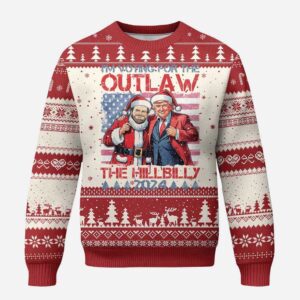 I Voting For The Outlaw and The Hillbilly Trump Vance 2024 Ugly Christmas Sweater