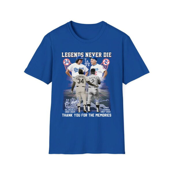 Legends Never Die Valenzuela Lasorda Thank You For The Memories Shirt