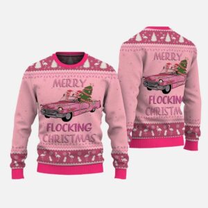 Merry Flocking Christmas Flamingos Ugly Christmas Sweater