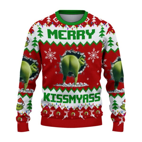 Merry Kiss My Ass Grnch Ugly Christmas Sweater 2