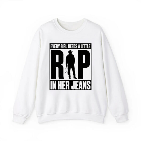 Retro Every Girl Needs A Little Rip In Her Jeans Art Print Crew Neck Casual Sweatshirt