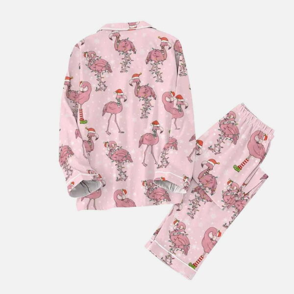 Santa Flamingo Christmas Lights Pajamas Set 2