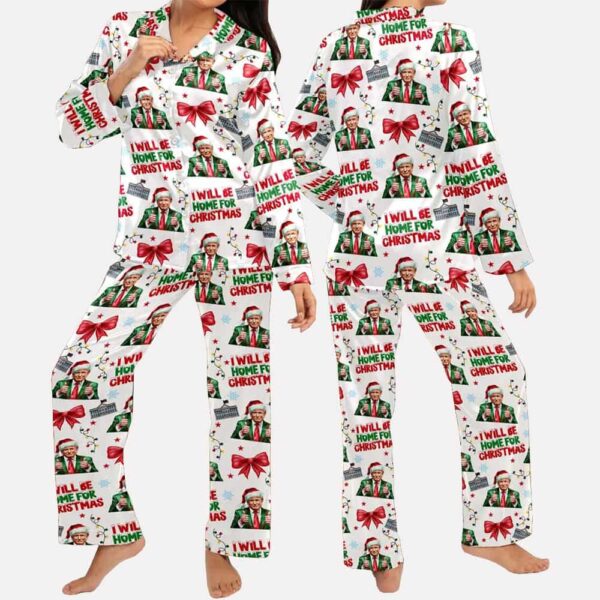 Trump Coquette Bow I Will Be Home For Christmas Pajama Set 2