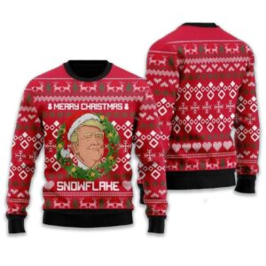 Trump Santa Merry Christmas Snowflake Ugly Christmas Sweater