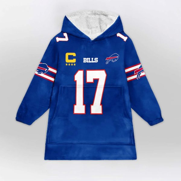 Josh Allen 17 Buffalo Football Unisex Blanket Hoodie