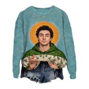 Luigi Mangione Savior Print Long Sleeve Sweatshirt