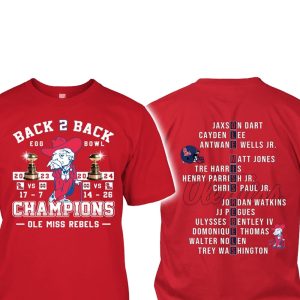 Ole Miss Back 2 Back Egg Bowl Champions 2024 Shirt